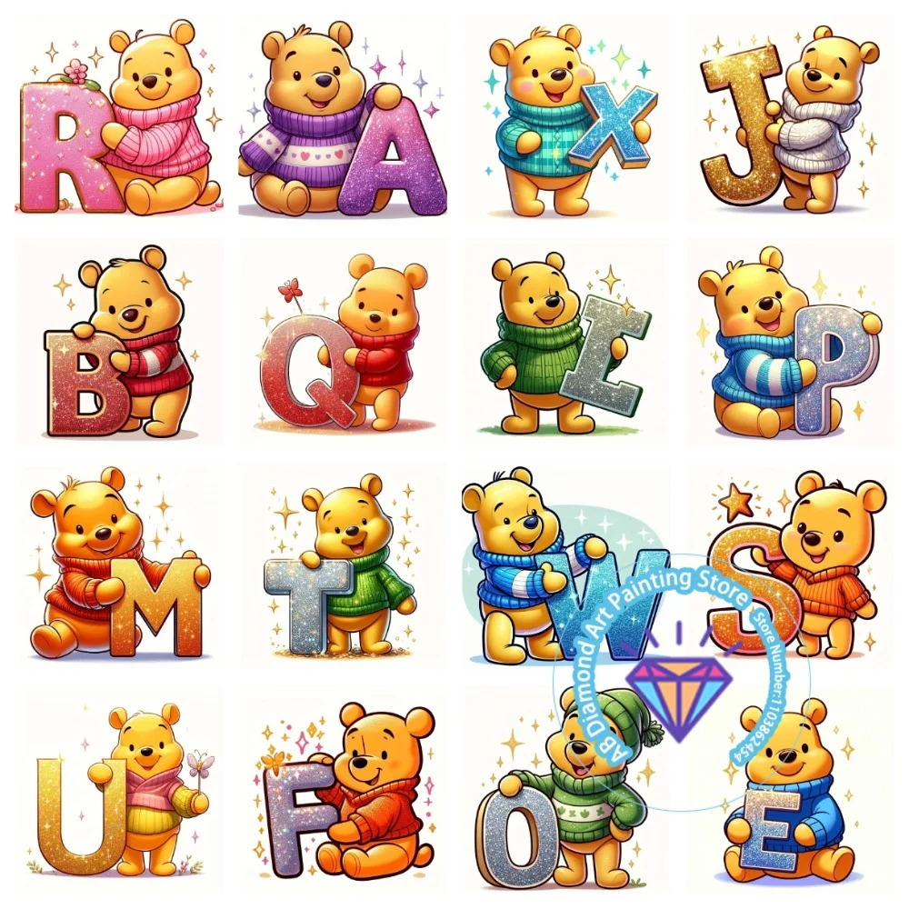 

Cartoon Winnie The Pooh AB Diamond Painting Kit Square Round Diamond 5D DIY Mosaic Handmade Art Children Adult Exquisite Gift