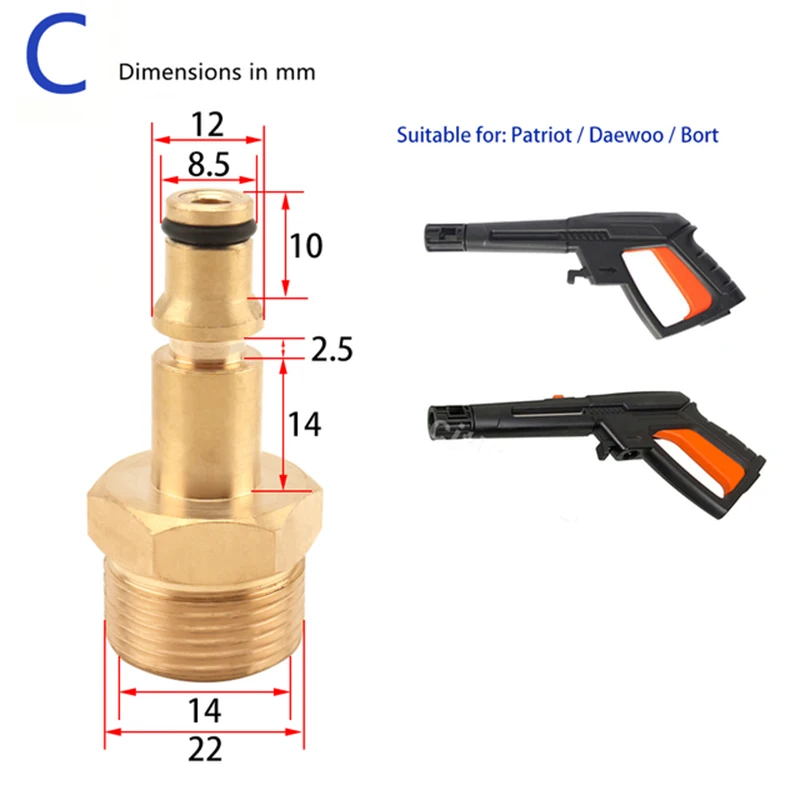 M22 Adapter High Pressure Washer Hose Adapter Pressure Pipe Quick Connector Converter Fitting for Karcher Lavor Bosch Washer Gun