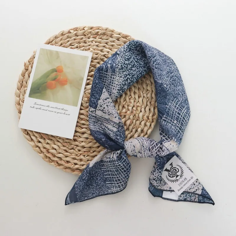 Korean Style Fashion Retro Small Silk Scarf Women's Spring Autumn Versatile Thin Pure Cotton Small Square Small Scarf Headscarf view 5