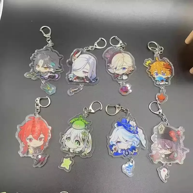 Genshin Impact Furina Yelan سلسلة مفاتيح شخصية عصرية ملحقات أكريليك خفيفة الوزن مناسبة لهدايا الحقائب المدرسية #4