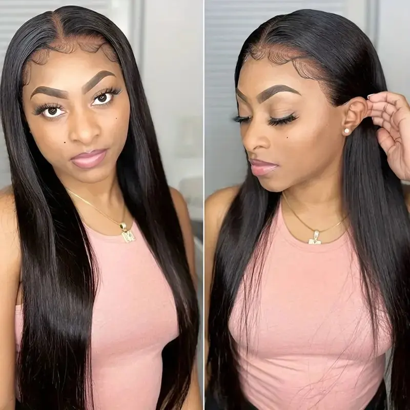 Rosabeauty 30 40 Inch 13x6 Straight Lace Front Wig 100% Human Hair Nature Color 13X4 Frontal Wigs 180% 250% Density For Women