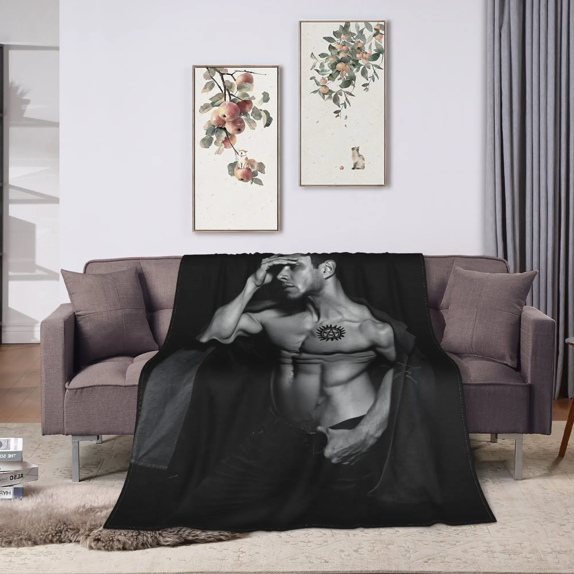 Soft Blankets Camping Sam Winchester Supernatural Throw Blanket  Flannel Bedspread For Couch Chair Sofa Bed Sofa Bed Cover