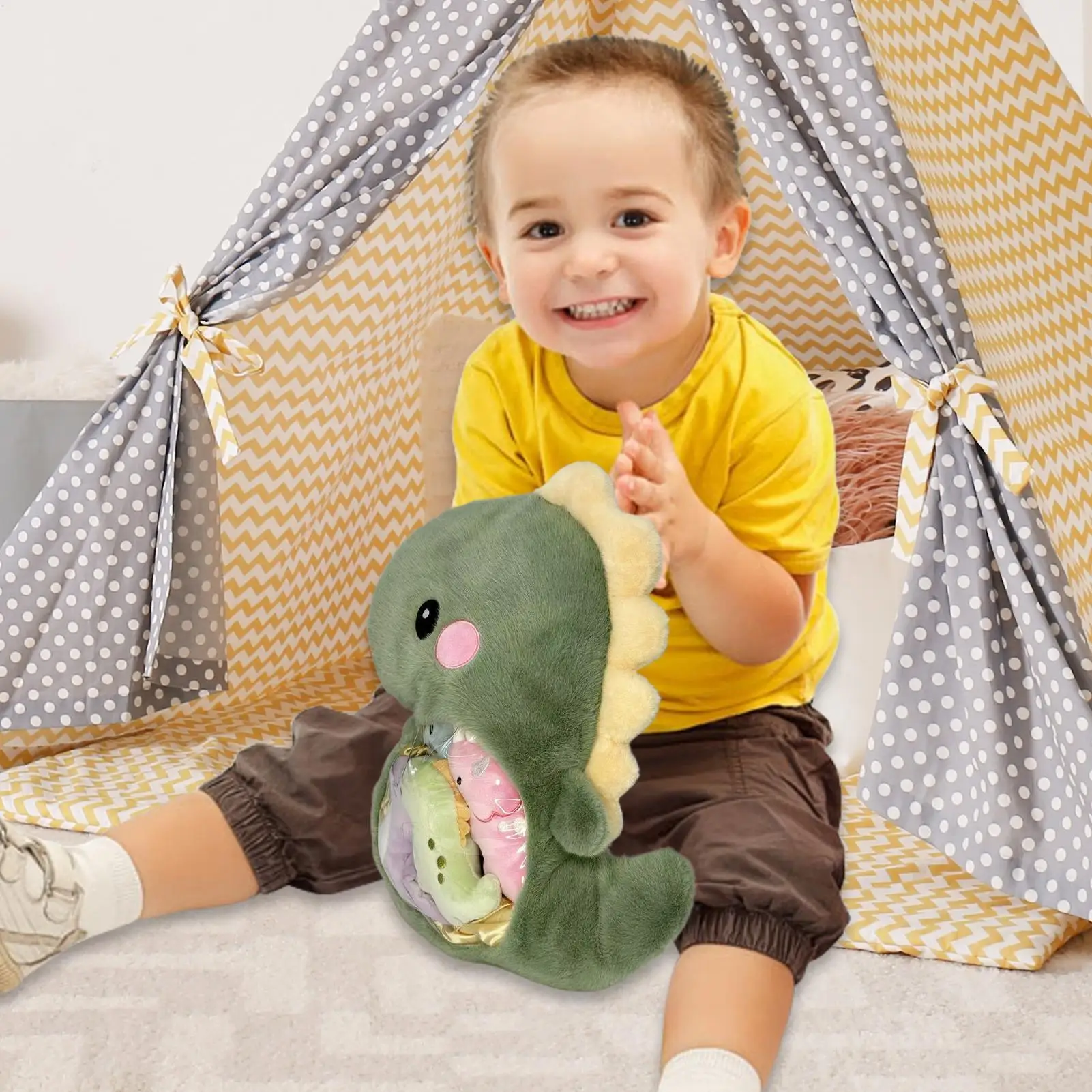 Oreiller en peluche dinosaure, Animal en peluche, poupée à câliner, décoration de pépinière, coussin pour canapé-lit, voiture