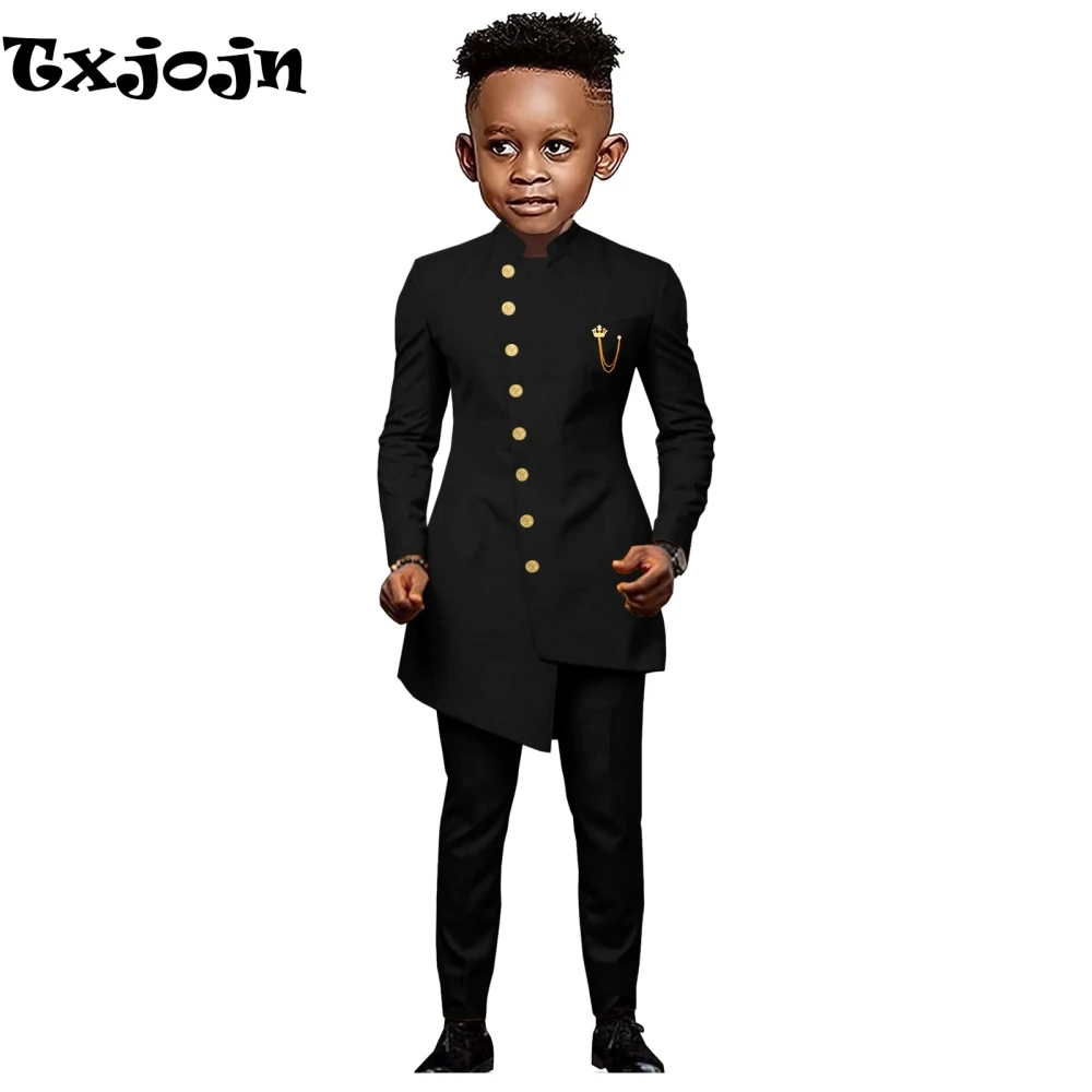 Newest African Boys Suit Set 2 Pieces Jacket Pants Wedding Ring Bearer Outfit Fast Ship Elegant Kids Tuxedo Birthday Wear 3-14T