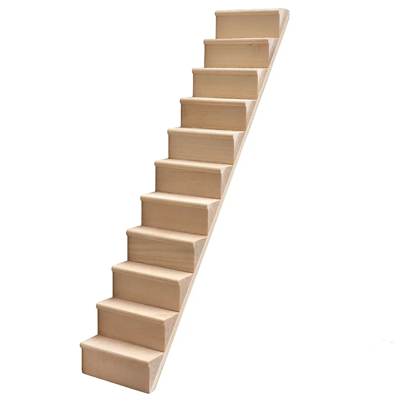 1:12 Poppenhuis Diy Accessoires Miniatuur Meubilair Scène Model Trap Zonder Leuningen Creatief Handgemaakt Poppenhuis Speelgoed