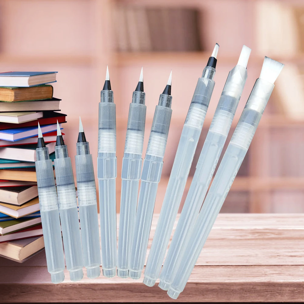 

Watercolor Paintbrush Set Durable Water Brush Pens Easy Clean Control Ink Flow Delicate Lines Colors Solid Powdered Pigment Art