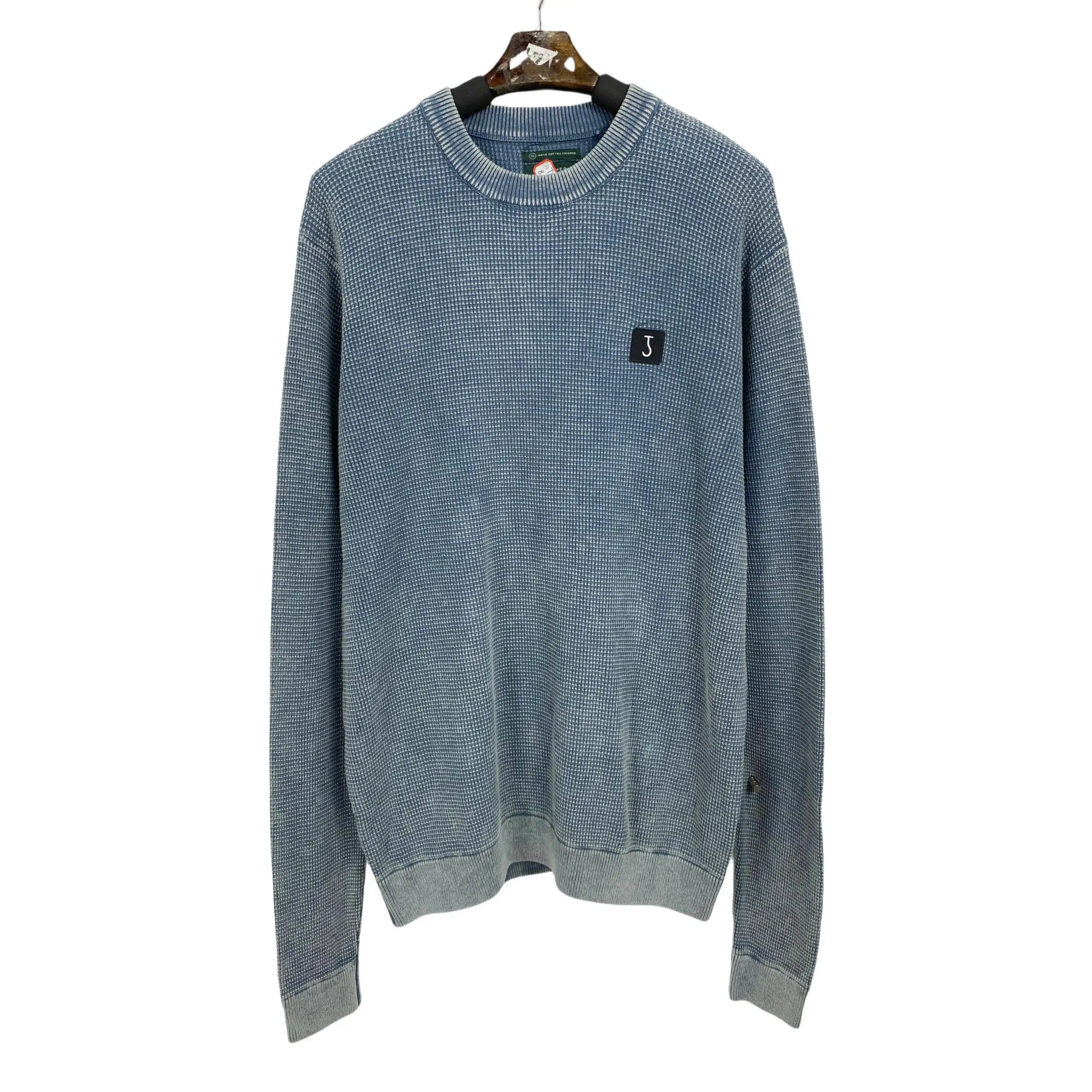 

Осенний новый мужской базовый свободный крой круглый свитер H228 винтажный повседневный вязаный топ с капюшоном и узором