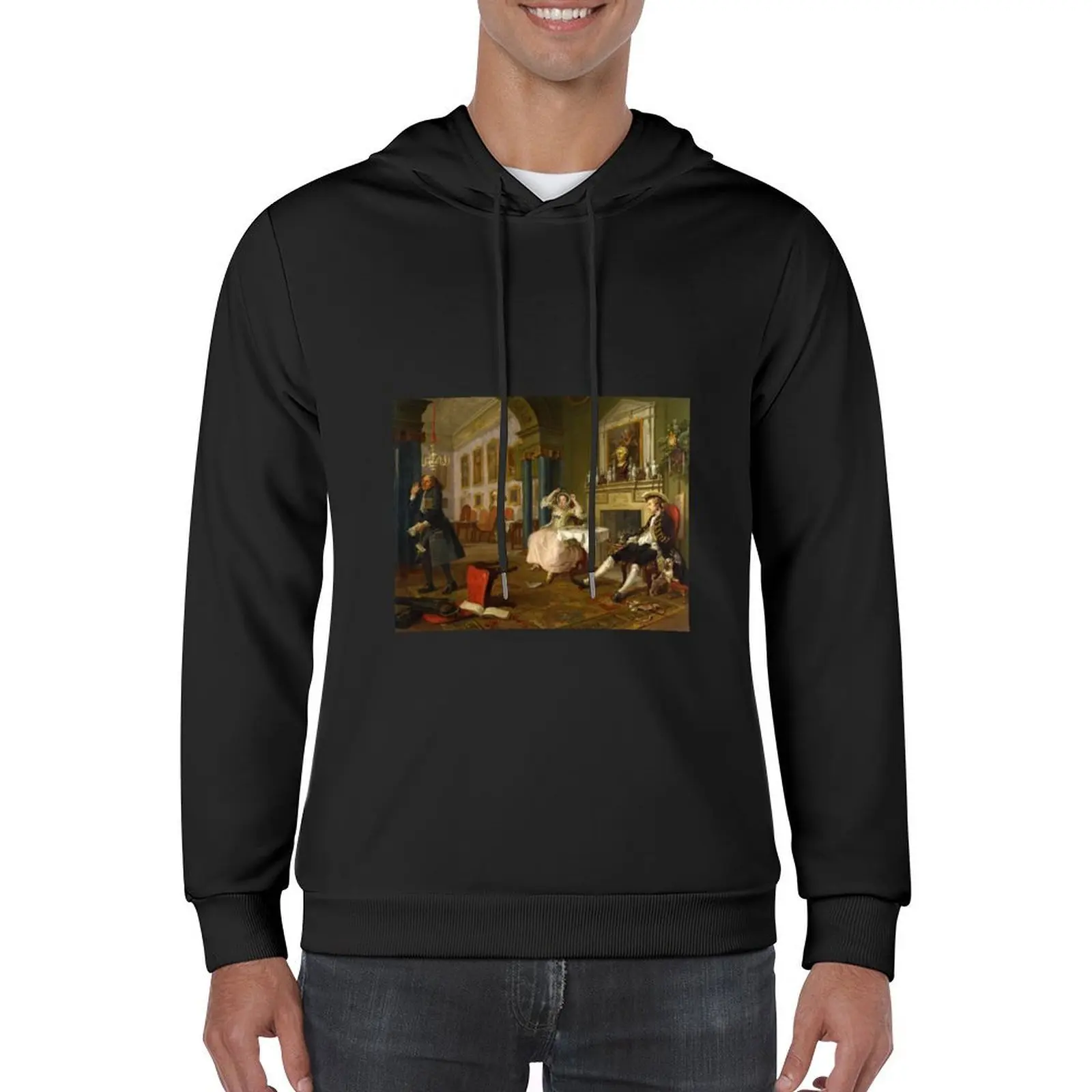 Marriage A-la-Mode: 2, The Tête à Tête by William Hogarth (c1743) Hoodie men wear pullover hoodies