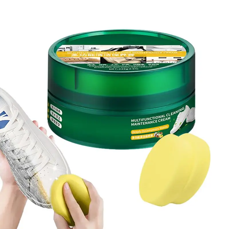 Crema de limpieza de zapatos blanca, pasta de limpieza multiusos, eliminador de manchas, limpiador doméstico, herramientas para zapatillas deportivas de cuero