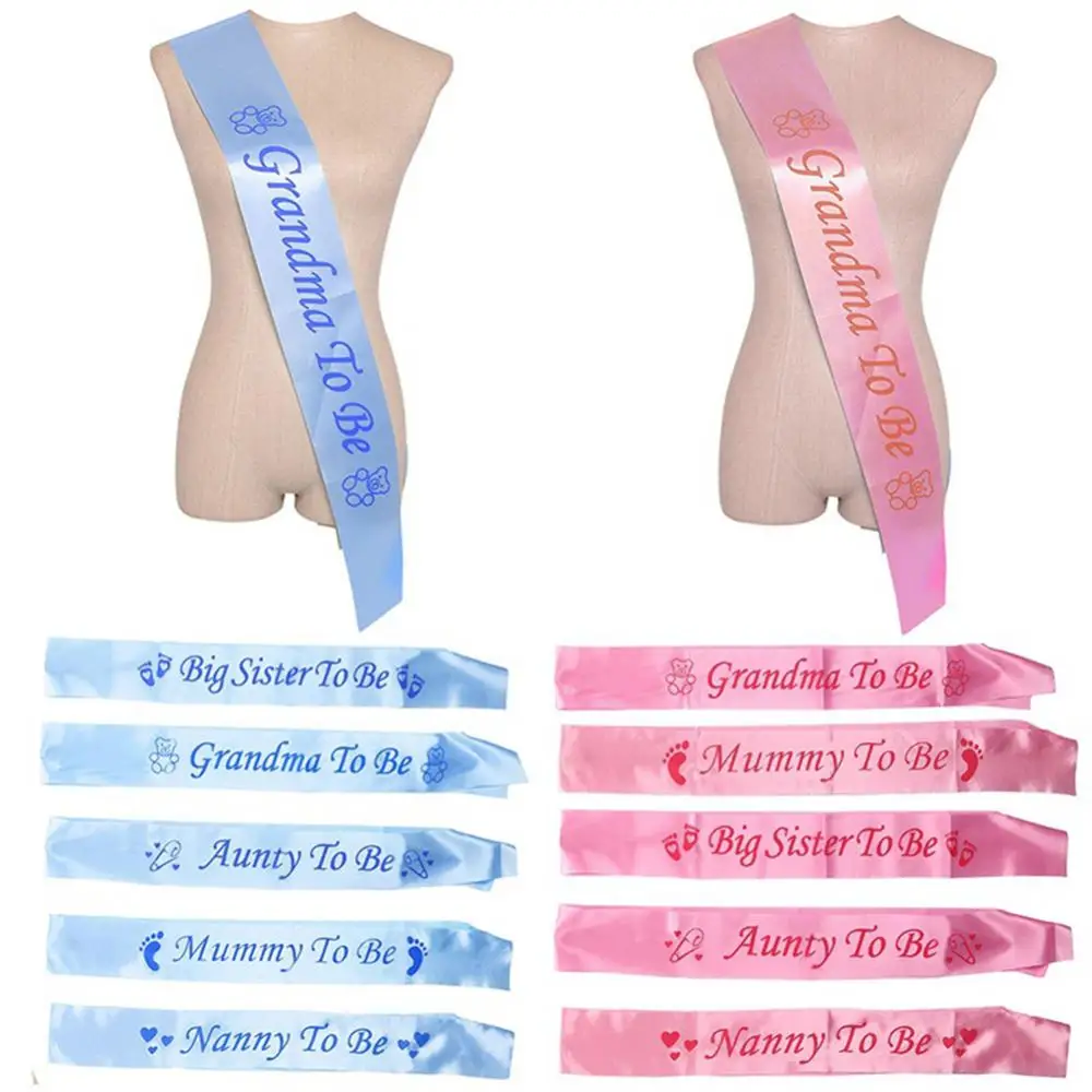 Baby Shower Sash Party Decoration Mom To Be/Grandma/Auntie/Nanny/Big Sister Sash Satin With Glitter Baby Shower Party Supplies