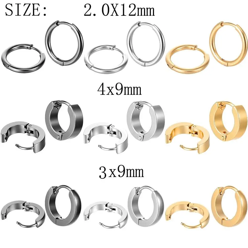 1/9Pairs Stainless Steel Hoop Earrings for Men Women Huggie Earrings Cartilage Earring Set Small Round Earrings Unisex Hoop