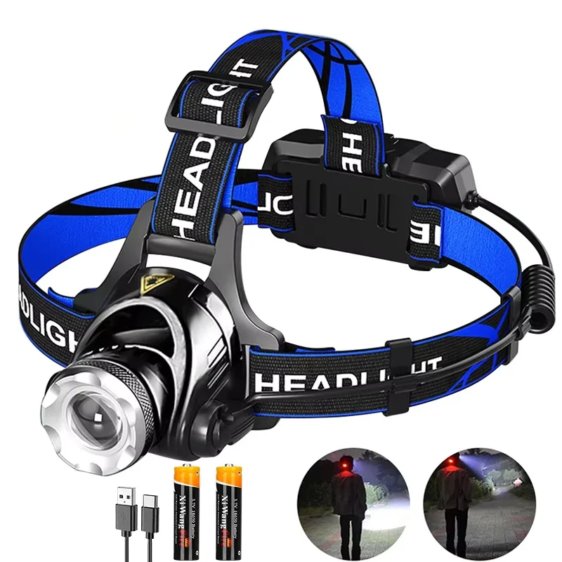 

T6 Headlamp High Powerful Flashlight Lantern Use 2 18650 Battery Headlamp Led Camping Ultra Fishing Rechargable Torch Lamp