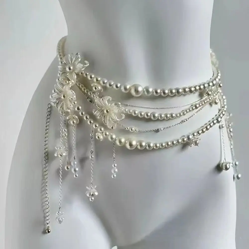 Fashion Retro Pearl Waist Chains Multilayer Elegant Tassel Belt Jewelry Clothing Accessories Versatile Waist Decorations Women