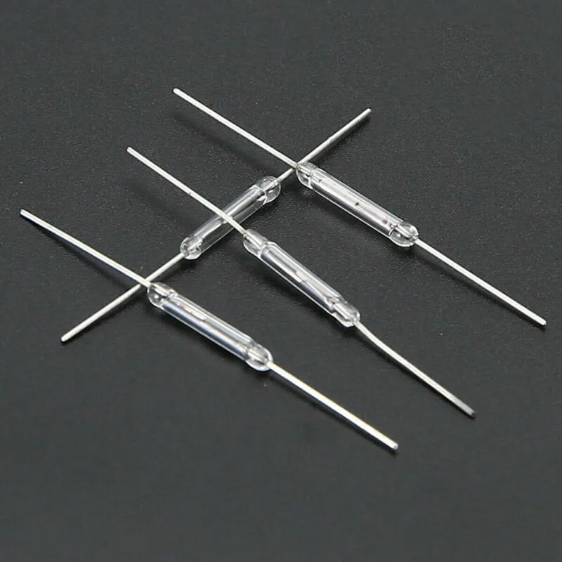 10pcs brand new original reed magnetic switch  induction reed switch 2X14MM open magnetic induction switch glass white