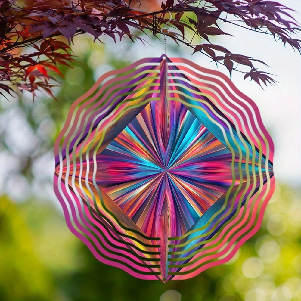

Metal Wind Spinner 10 inch Outdoor Garden Decor Kinetic Art Yard Stake Patriotic Starburst Spiral
