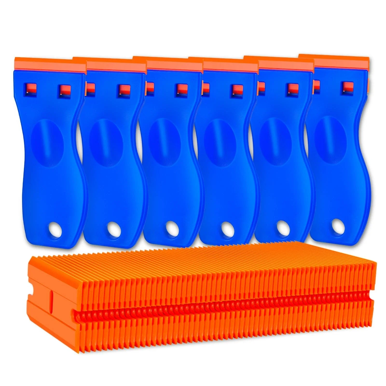 Car Sticker Scraper with 10/200 Plastic Blades Multipurpose Window Scraper Non-Scratch Scraper for Removing Stickers Decals Glue