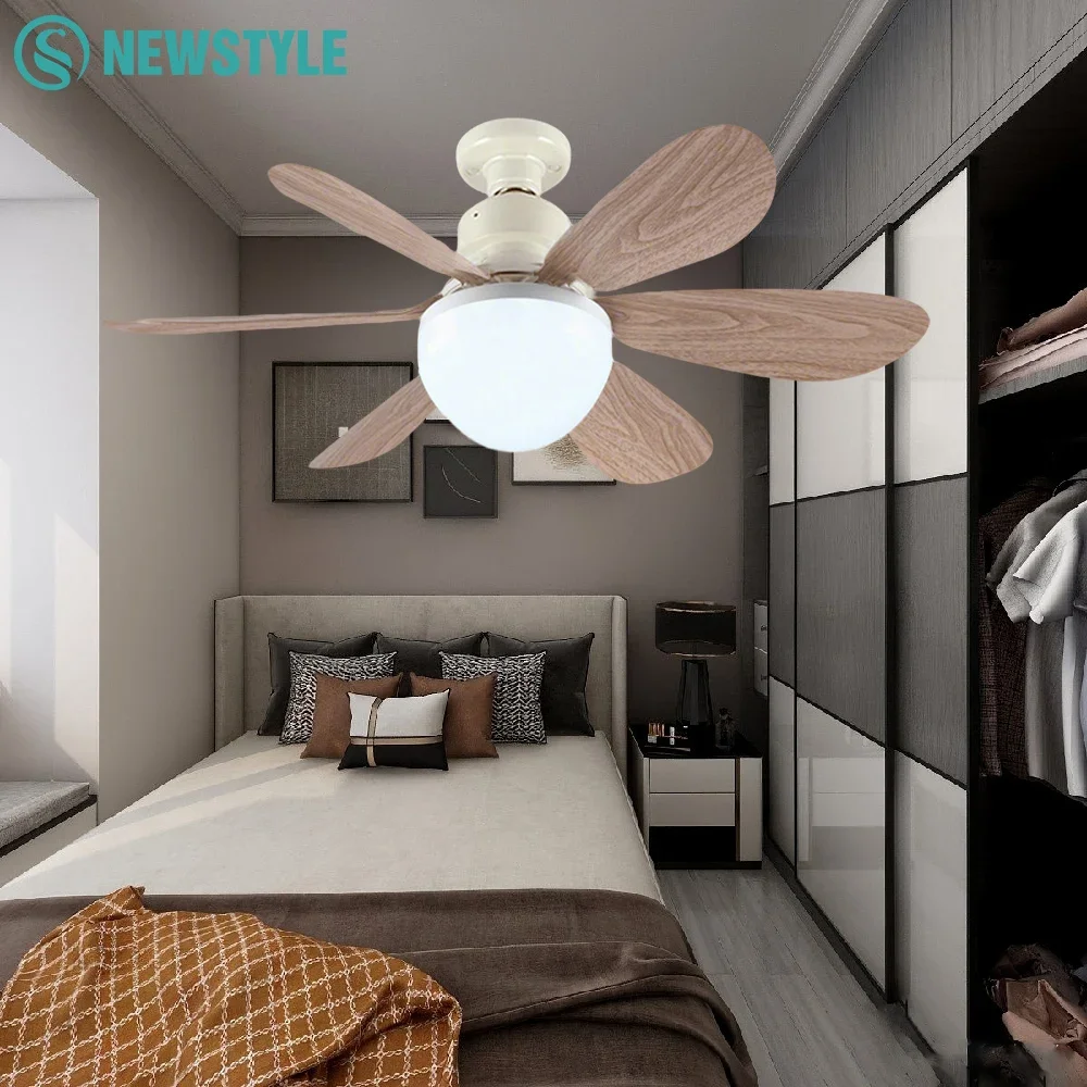 LED CeIling Fan Light E26 E27 Base 30W 42cm with Wireless Remote 3 Adjustable Lighting Modes Smart Fan Lamp for Bedroom Home Fan