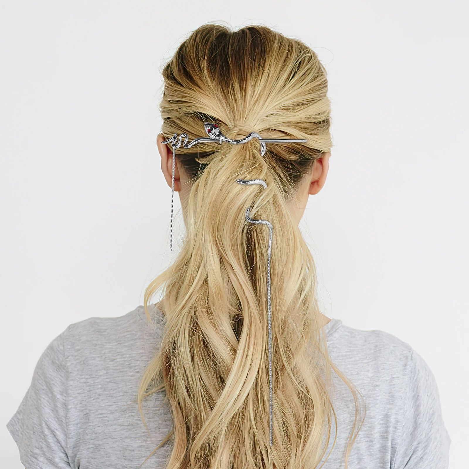 

Silver Snake Hairpin Vintage Metal Bun Sticks Long Hair Accessories Hairstyle Tool Retro Pins Daily Wear Wedding Banquets Hair