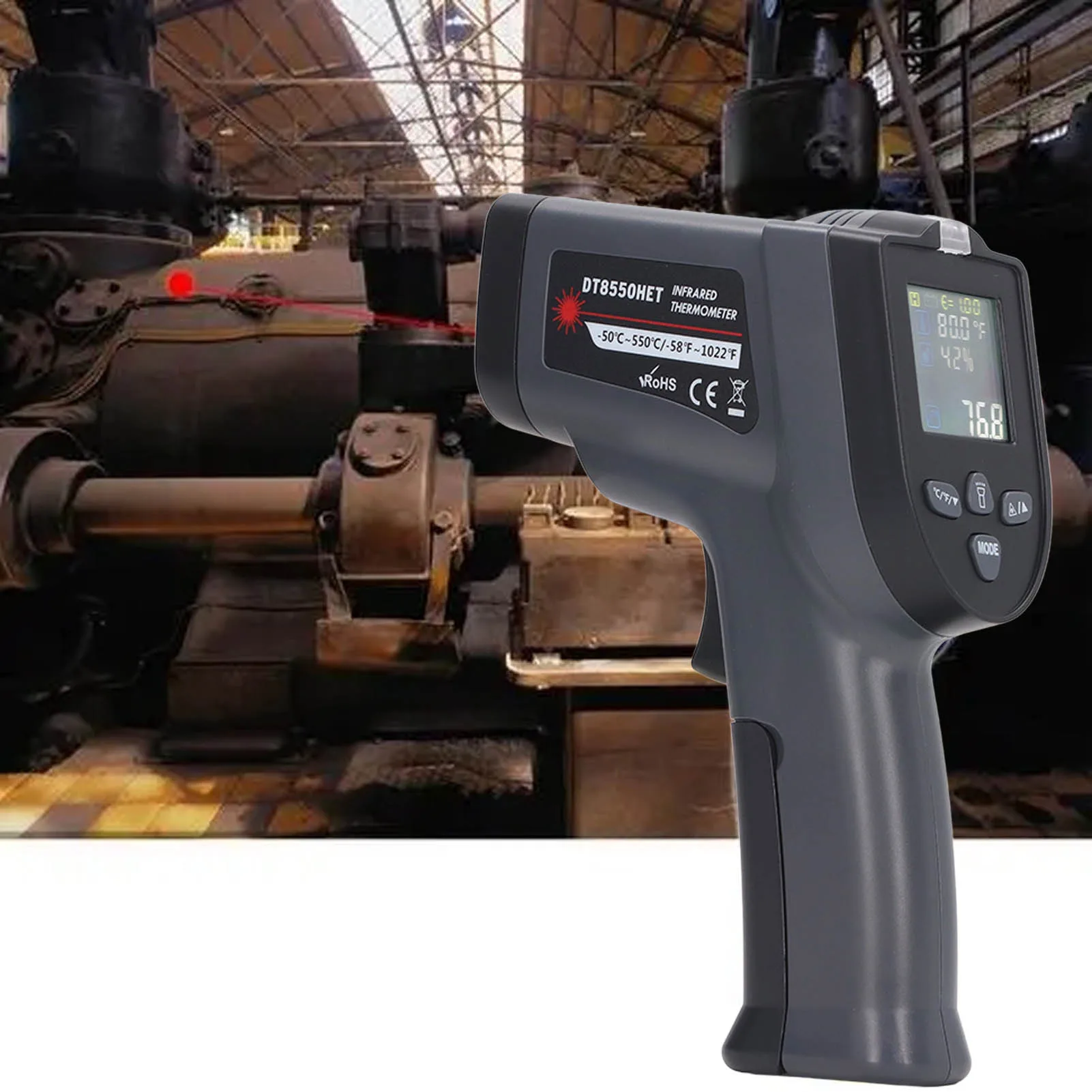 Digital Thermometer Digital Thermometer Backlit LCD Display Power Indicator K Type Thermocouple NCV Function Temperature Meter