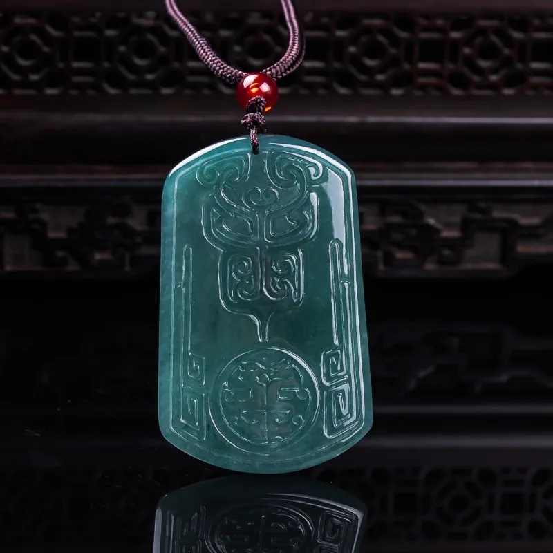 

Natural Real Blue Water Jade No Signboard Pendant Necklace Carved Charm Jadeite Jewelry Fashion Amulet Woman Gifts Certificate