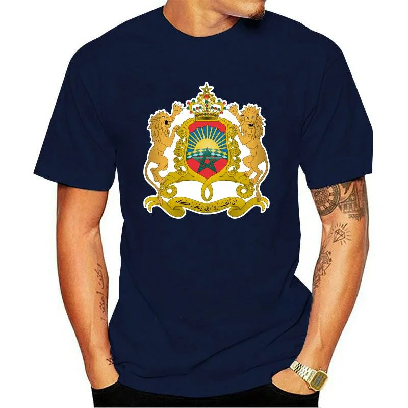 Tee Shirt Free Sticker Morocco Flag Mar S Man Clothing Fashion Brand Clothing Hip Hop Fitness Moroccan Coat Of Arms T-Shirt