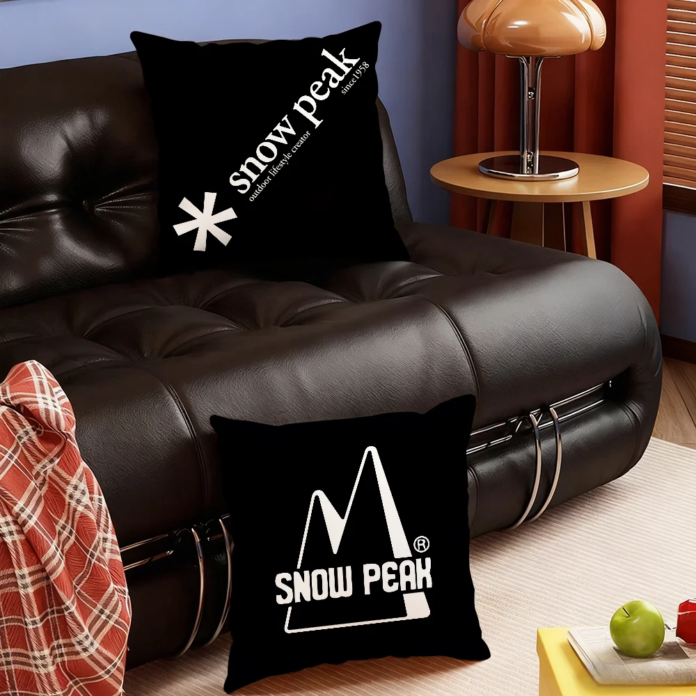 Funda de Almohada Decorativa para Dormitorio, Sofá, Sala de Estar, Respaldo, Diseño Cuadrado con Logotipo S-Snow, Cojín P-Peak-S para Siesta
