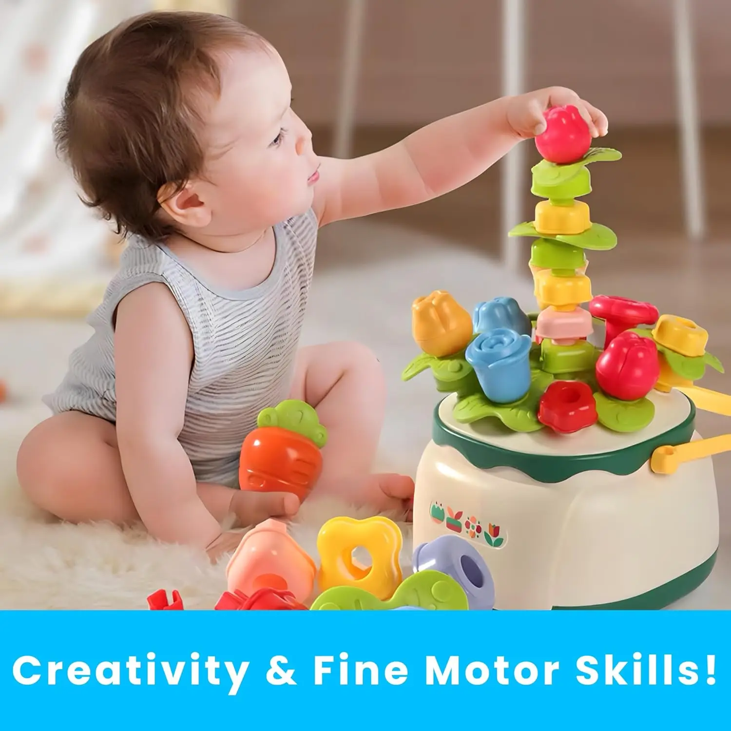 Montessori Toys for Toddlers 4 in1 Flower Garden Early Educational Sorting Promotes Fine Motor Skills Sensory Toy Gift