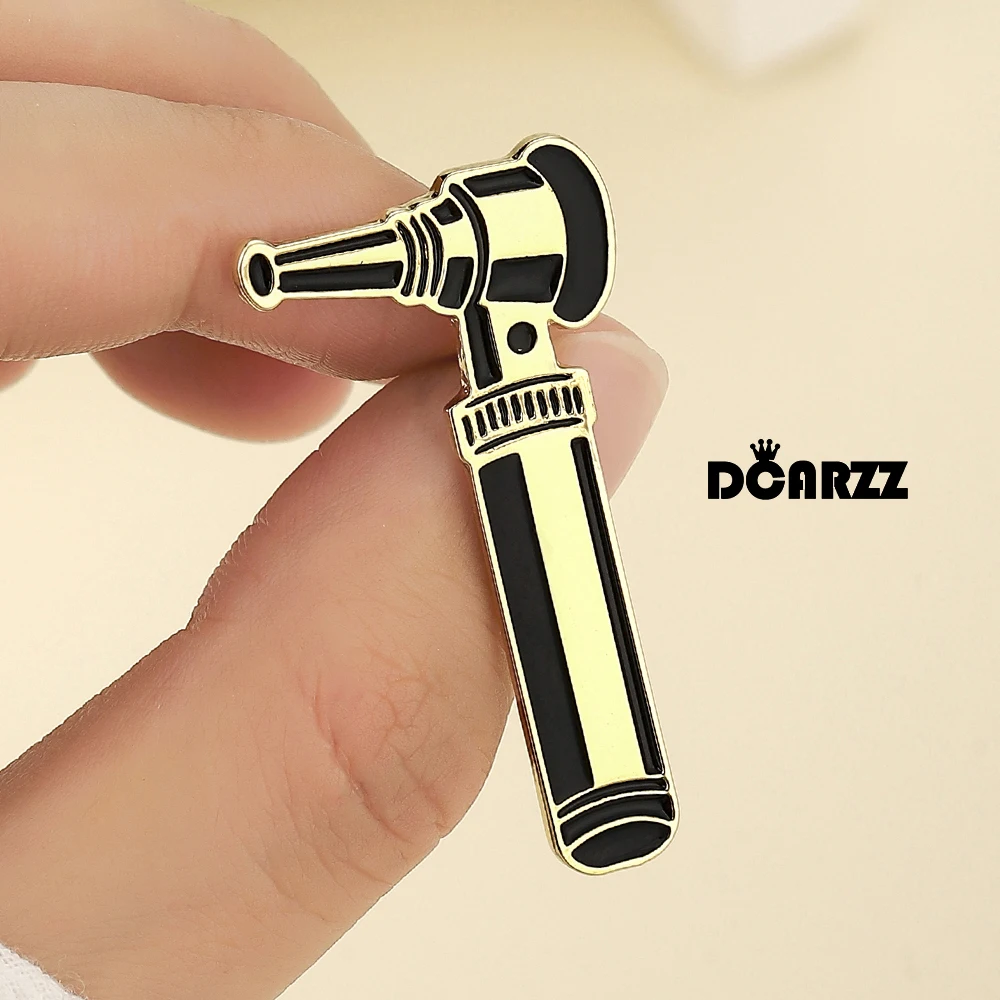 DCARZZ Otoscopic Shape Enamel Pin Medical Otology Theme Badge Brooch Jewelry Accessories Gifts for Ear Doctors and Nurses