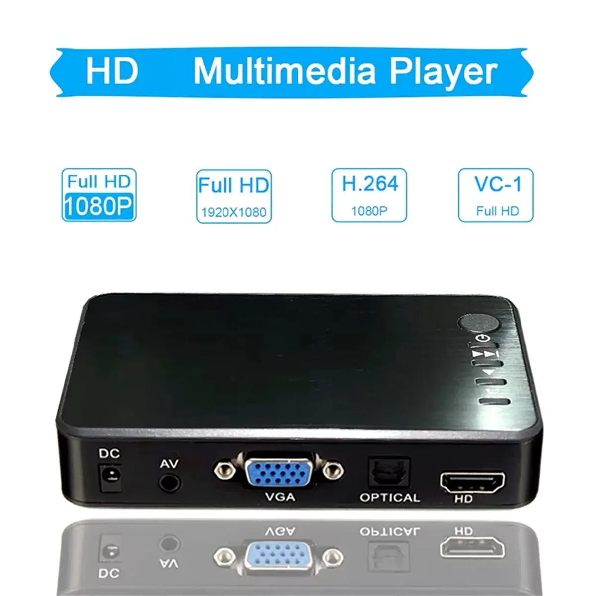 11·11COUPON Full HD Media Player Mini Autoplay 1920x1080 -Compatible VGA AV USB Hard Disk SD/SDHC/MMC Card External Player EU