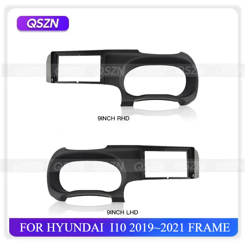 QSZN 9 Inch Car Radio Installation Plastic Fascia Panel Frame and Cable for HYUNDAI I10 2019~2021 Dash Mount Kit