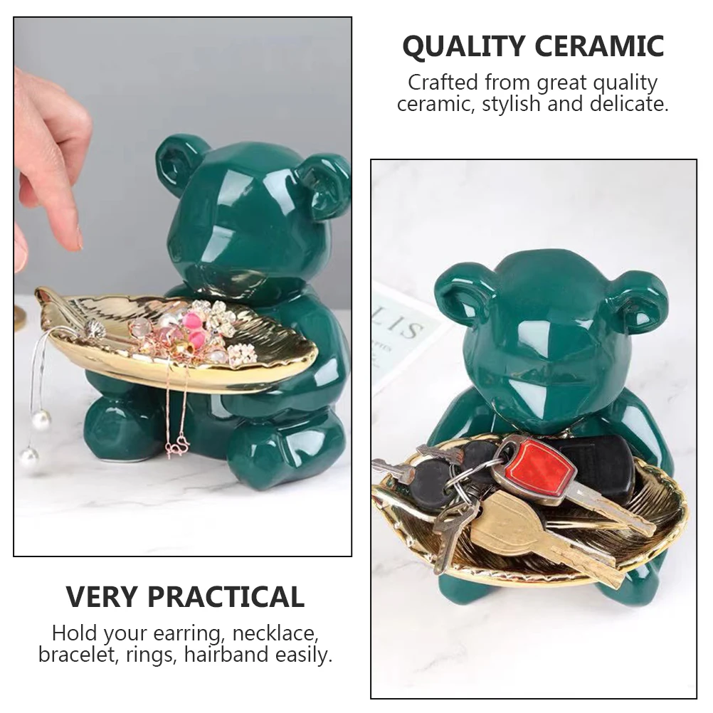 Jewelry Ceramic Jewelry Display Tray Green Storage Dish Organizer Keys Holder Bedroom Bathroom Display Snack Decor