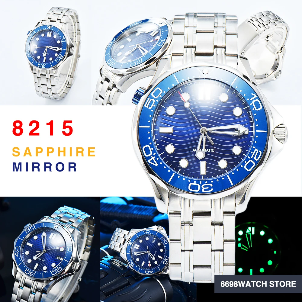 

Men's Watch 41mm Blue Corrugated Aseptic Dial Sapphire 8215 Automatic Mechanical Water Resistant Steel Case