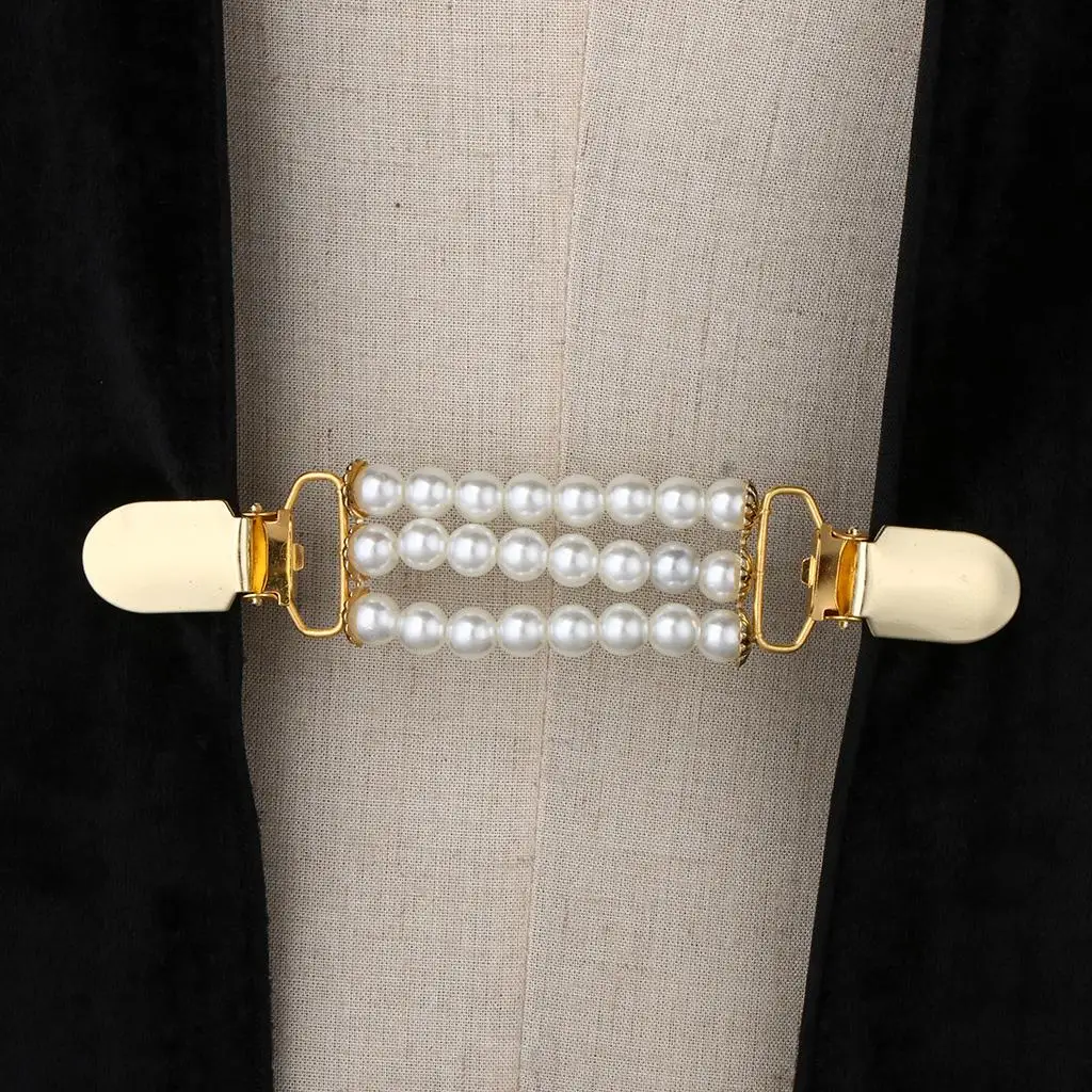 

Womens Pearl Elegant Cardigan Sweater Clip Blouse Shirt Clasp