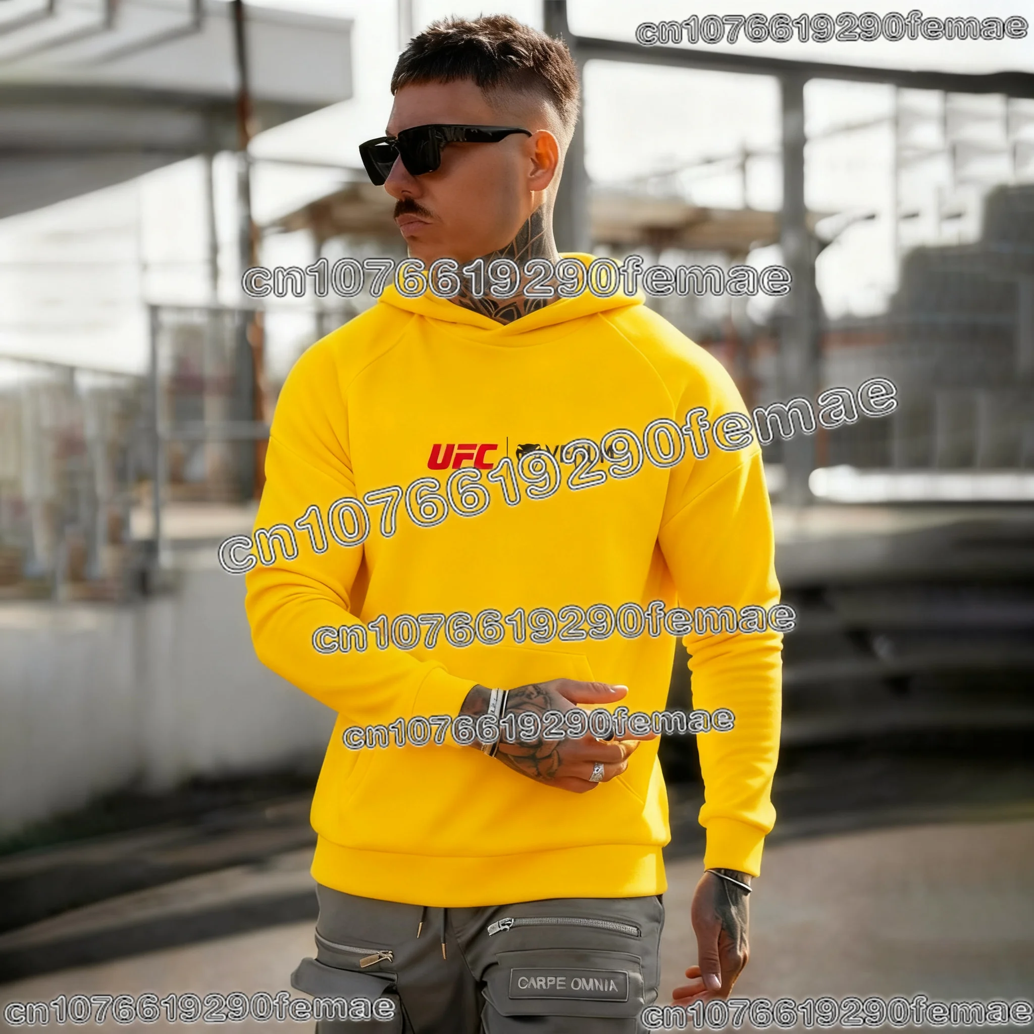 2026 MMA سترة بغطاء للرأس قطنية كاجوال للرجال مريحة وفضفاضة مناسبة لتدريبات الصالة الرياضية والملاكمة والأنشطة الرياضية