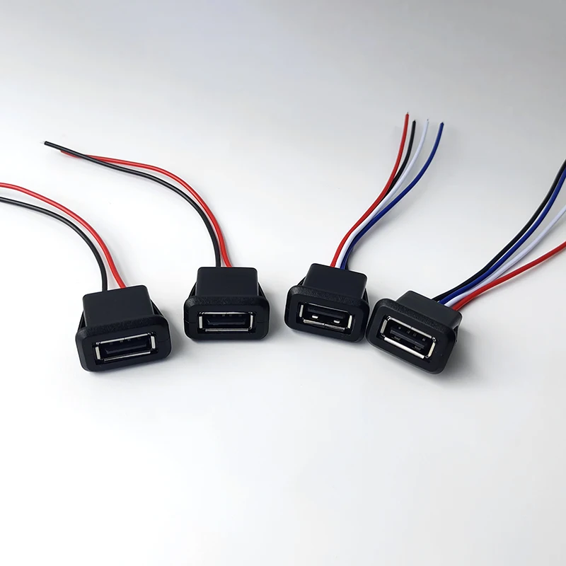 1個 2線式/4線式 USB 2.0 メス電源ジャック USB 2.0 充電ポートコネクタ ケーブル付き 電気端子 USB充電ソケット