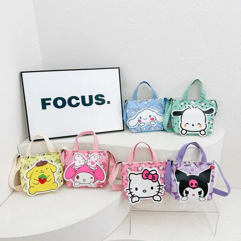 Sanrio Kuromi My Melody Cinnamoroll Pompom Purin Cartoon Shoulder Bags Children's Handbag Girls Shopping Bag Christmas Gift