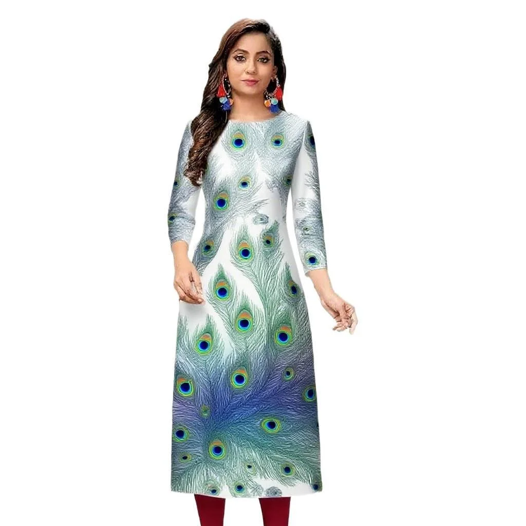 Abito casual da donna Kurt manica lunga dritto casual fiore etnico mandarino o-collo rotondo design di dimensioni regolari 2026