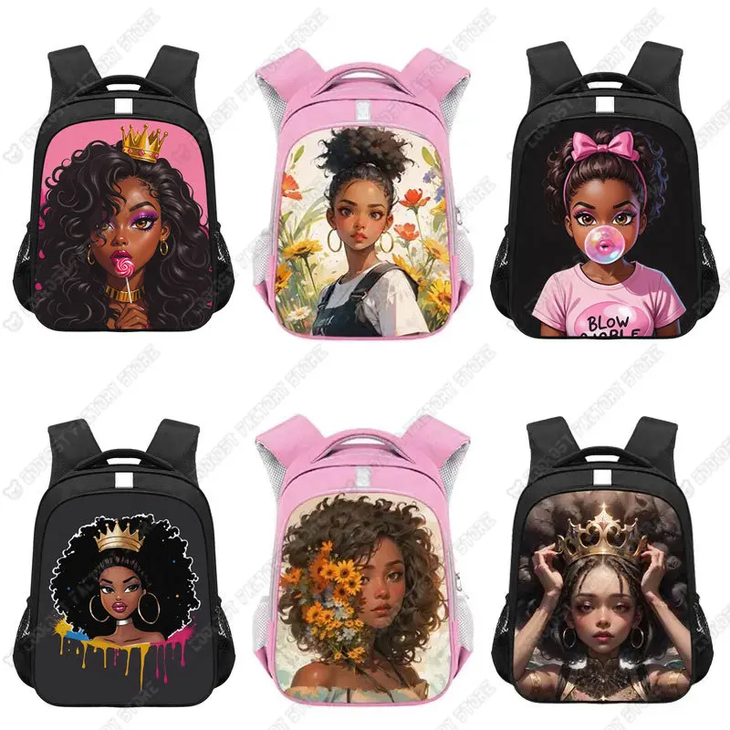 

American Africa Girls Backpack for Teenager Afro Women Pattern School Bags Daypack Schoolbag Laptop Backpack Travel Book Bag