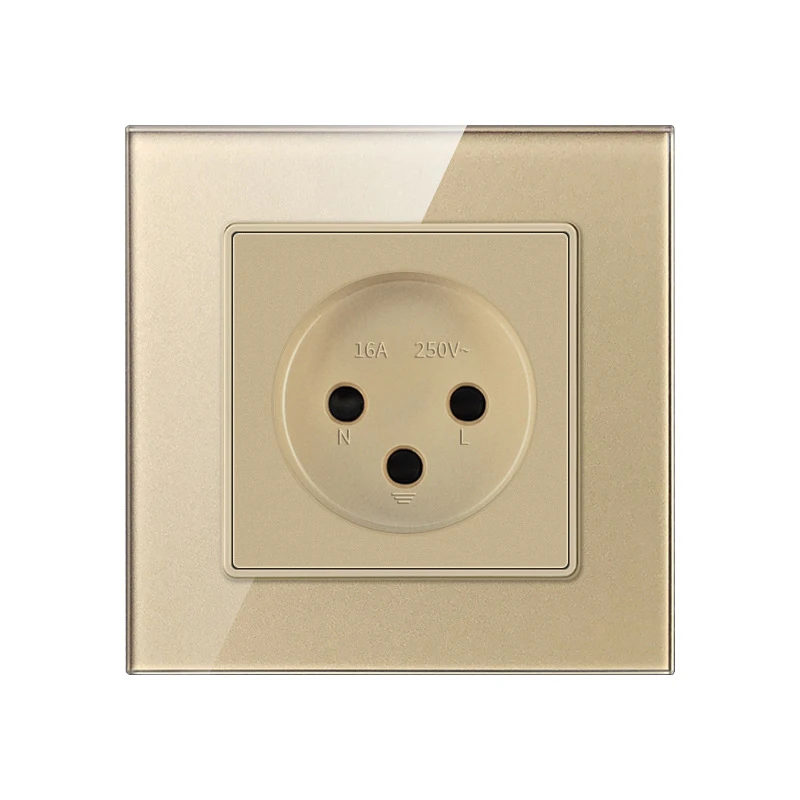 IL Israel Standard Wall Outlet Electricity Power Socket Switch Crystal Glass Panel 16A 250V Plug 3pins For Israel Home