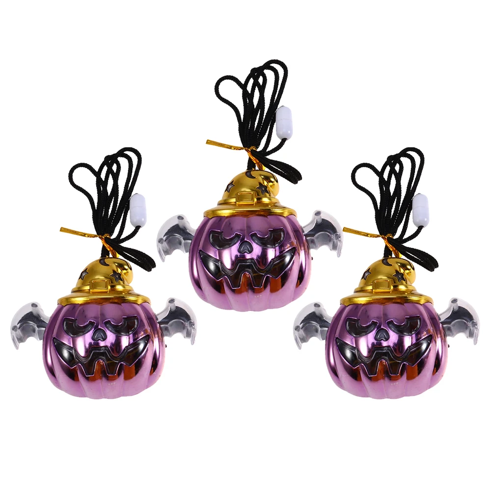 

3pcs Halloween Led Flashing Pumpkin Necklace Pendant Party Costume Decoration Rave Concert Day Of The Dead Lighted Party