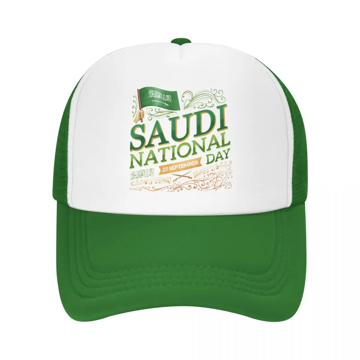 Saudi National Day Mesh Baseball Cap Men Women Sport Trucker Hat Hat Adjustable Polyester Dad Hat Wholesale New Trucker Caps