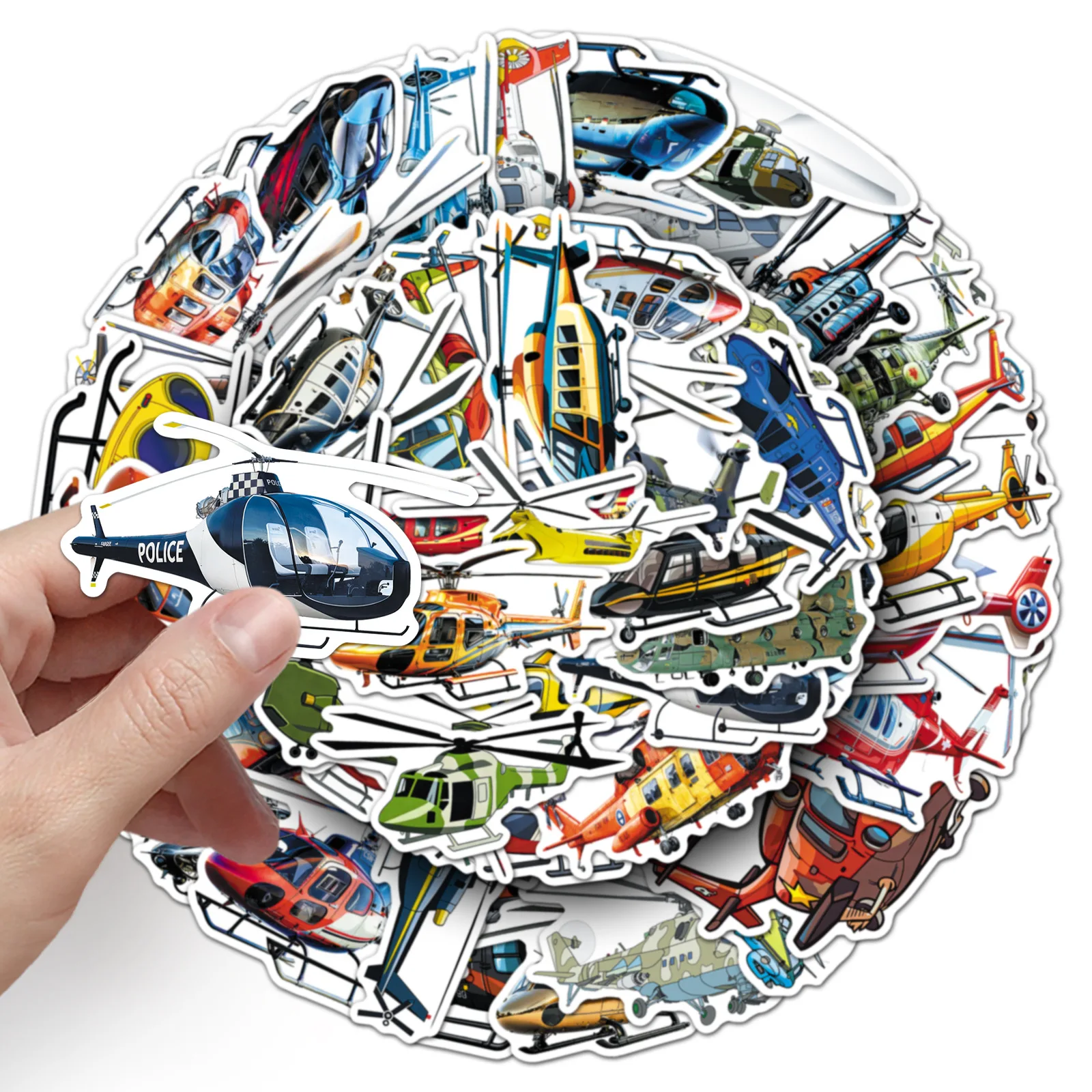 10/50PCS Funny Helicopter Cartoon Stickers Cool Transportation Graffiti Decoration DIY Toys Fridge Laptop Guitar Car Bike Decals