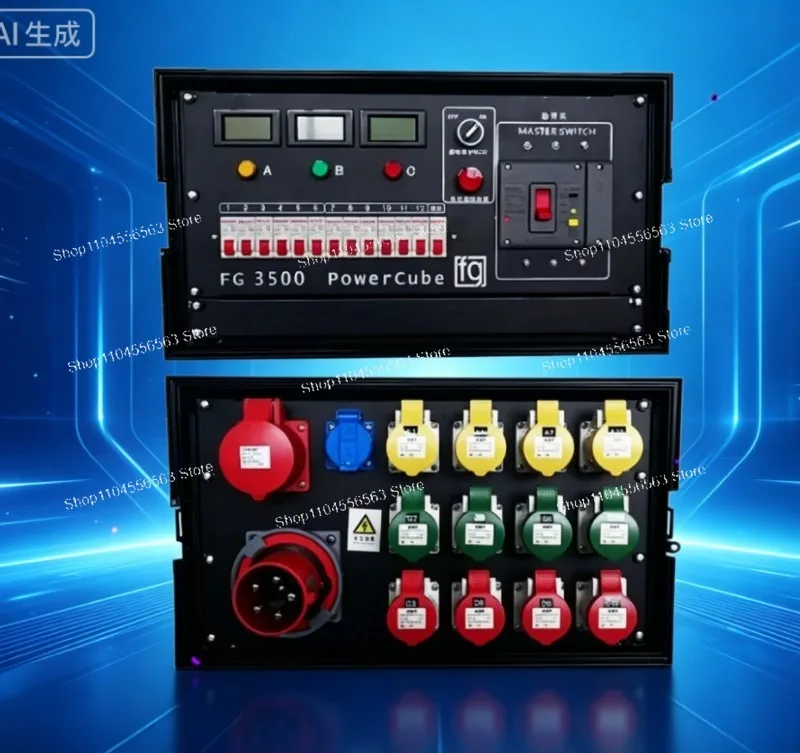 12-Way Portable Stage Power Distribution Box Leakage Protection Large Screen Power Distro for Lighting Audio