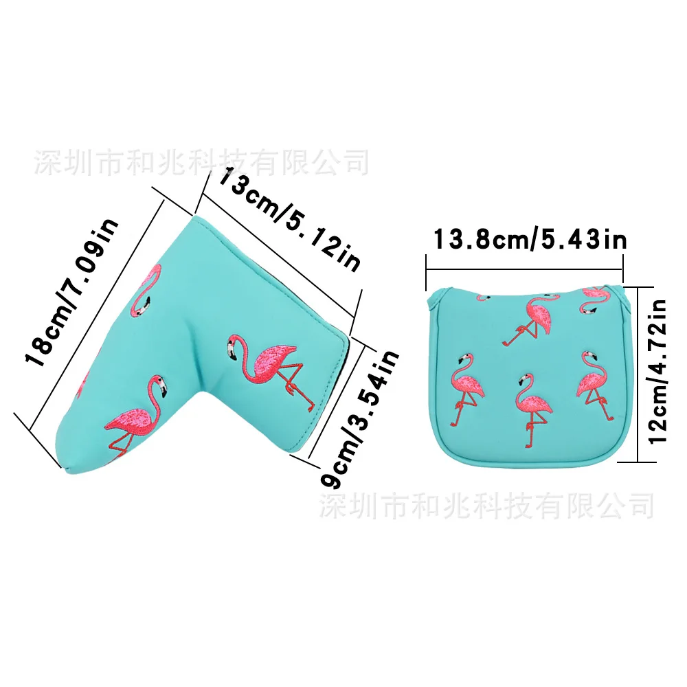 Golf Putter Cover Cartoon Flamingo Straight-Cut Square Putter Cap Cover Magnetic Attachment Waterproof Thickened Cover