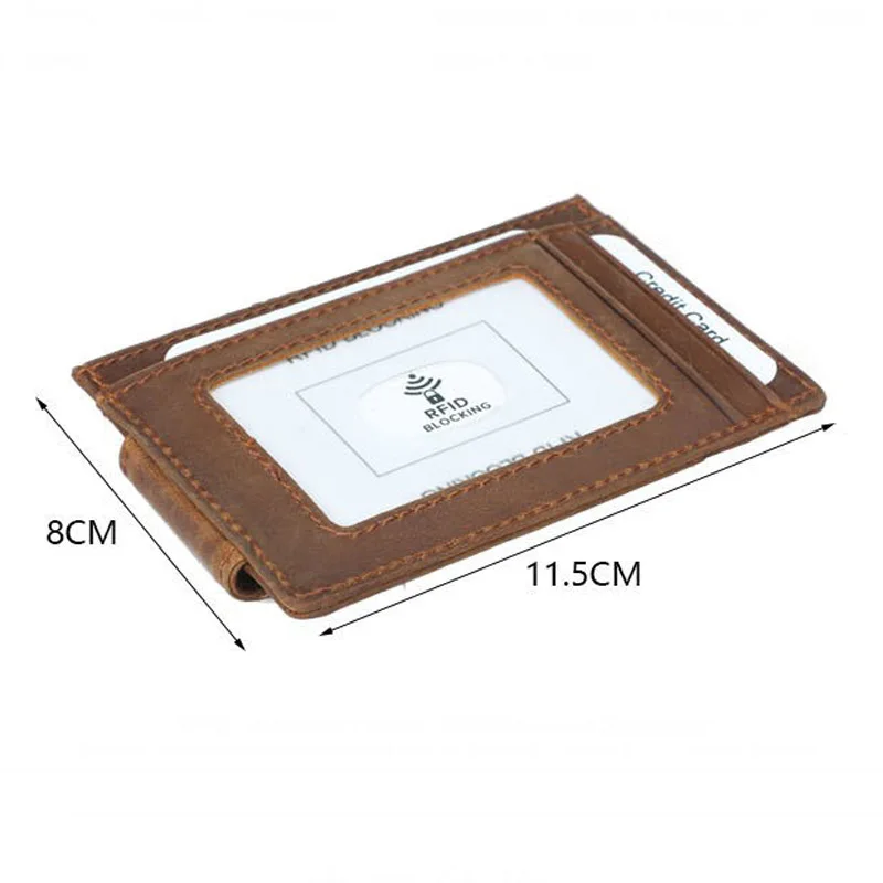 남성용 슬림 RFID 차단 가죽 소형 지갑, 신용 ID 카드 케이스, 지갑 머니 클립, 빈티지 미니 현금 홀더