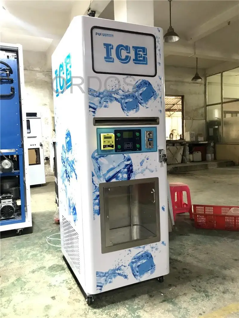 140kg capacity Outdoor Ice Vending Machine With Auto Bagging Ice Cube Maker Customized Vending Machine Touch Screen Kiosk