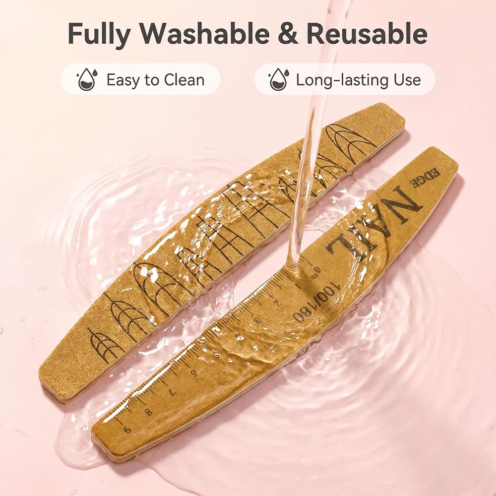 25Pcs Banana Nail Files Set Double Side Trimed Nail Files And Buffers Emery Board 100/180 Grit Reusable Washable Nail Art Tools