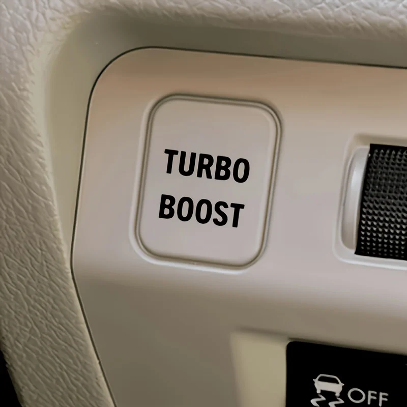 8pcs Turbo Boost Funny Vinyl Sticker, Mini Button Decal For Car Interior Modification