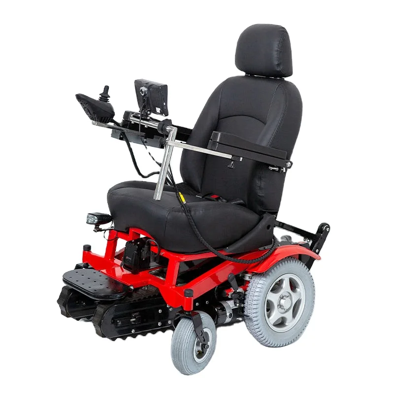 Silla de Ruedas Motorizada Moderna de Doble Tracción para Discapacitados, con Orugas Reforzadas para Terrenos Difíciles, Escalada y Rehabilitación