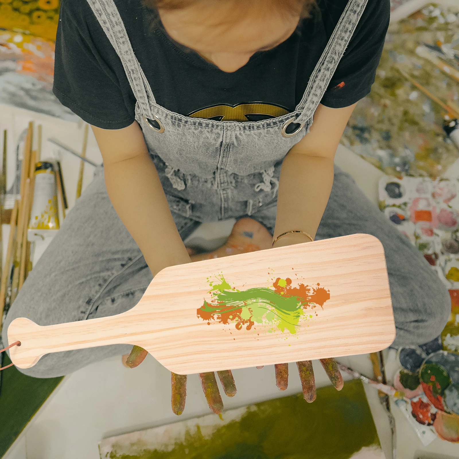 

Unfinished Wooden Paddle Hangings DIY Crafts Wood Shapes for Painting Vintage Style Kayak Decorations Family Handmade Pendant